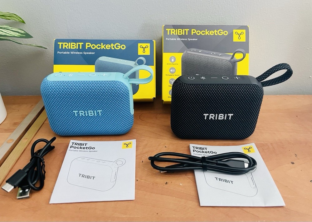 (2) Tribit PocketGo Portable Bluetooth Speakers (Blue/Black) – New Open Box!