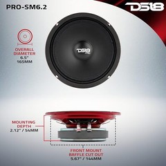 DS18 PRO-SM6.2 6.5″ Slim Motorcycle Midrange Speaker 400W 2 Ohms Water resistant