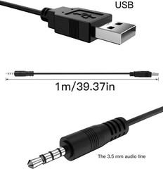 2-Pack USB 2.0 to 3.5mm AUX Audio Jack Cable Male Charge Data Cord 3.3FT Black
