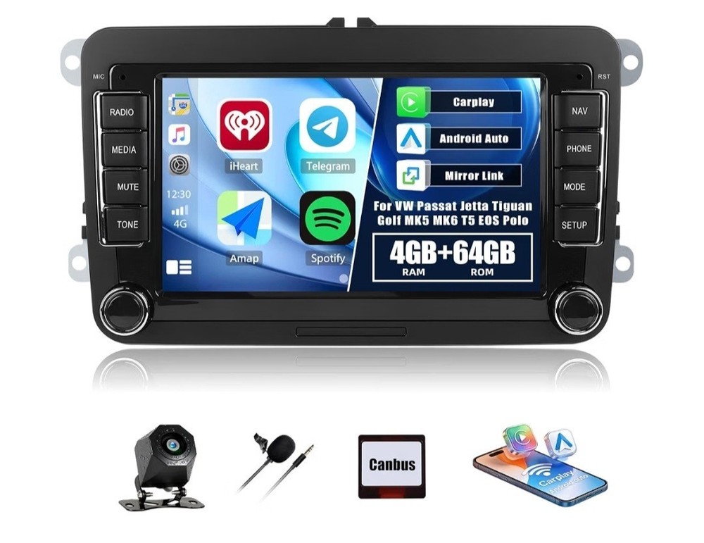 Android 15 Car Stereo VW Jetta Passat Golf Tiguan CarPlay GPS 4GB+64GB BRAND NEW