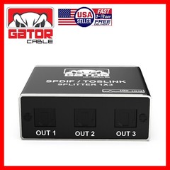 Toslink Optical Fiber Digital Audio Splitter Adapter SPDIF 3-Port 1×3 1-In 3-Out