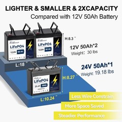 LGE 24V 50Ah LiFePO4 Lithium Battery for RV Marine Solar System with 50A BMS