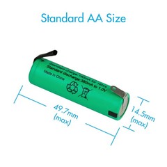 Tenergy AA 1.2V 2000mAh NiMH Flat Top Rechargeable Battery Cell w/ Tabs