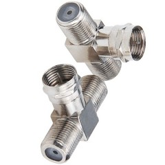 F Type RG6 Male to 2 F Fem Coaxial Cable Splitter 2 Way Splitter Adapter 2 Pack