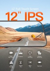 WOLFBOX 1080P Dash Cam Mirror Dual Cameras Front and Rear View Free 32G SD