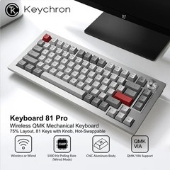 Keyboard 81 Pro Wireless 75% Mechanical Keyboard – Full Aluminum Body, QMK