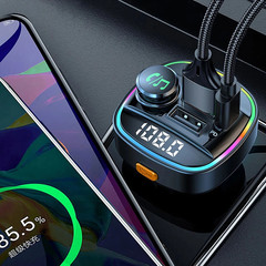 Bluetooth 5.0 Car Wireless FM Transmitter Adapter USB PD Charger AUX Hands LOT/