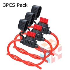 3 Pack 4 Gauge Mini ATC 10A Fuse Holder In Line AWG Wire Copper 12 Volt Blade