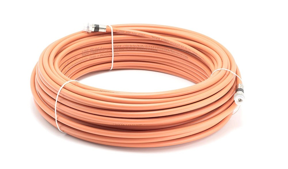 Orange, Direct Burial RG6 Coax, Underground Coaxial Cable, 150 Feet (45 Meter)