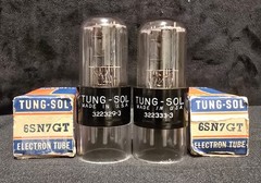 TUNG-SOL 6SN7 GT TUBE 1953 BOXED GRAY PLATES MATCHED SET NIB