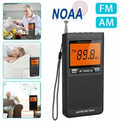 Emergency Pocket AM FM NOAA Weather Band Radio Auto-Search Receiver LCD Screen