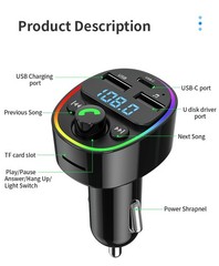 Car phone charger BT FM Transmitter Player handsfree support U disk TF card
