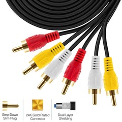 3FT 10FT 15FT 30FT 3 RCA Male to 3 RCA Male Composite Audio Video Cable Cord US