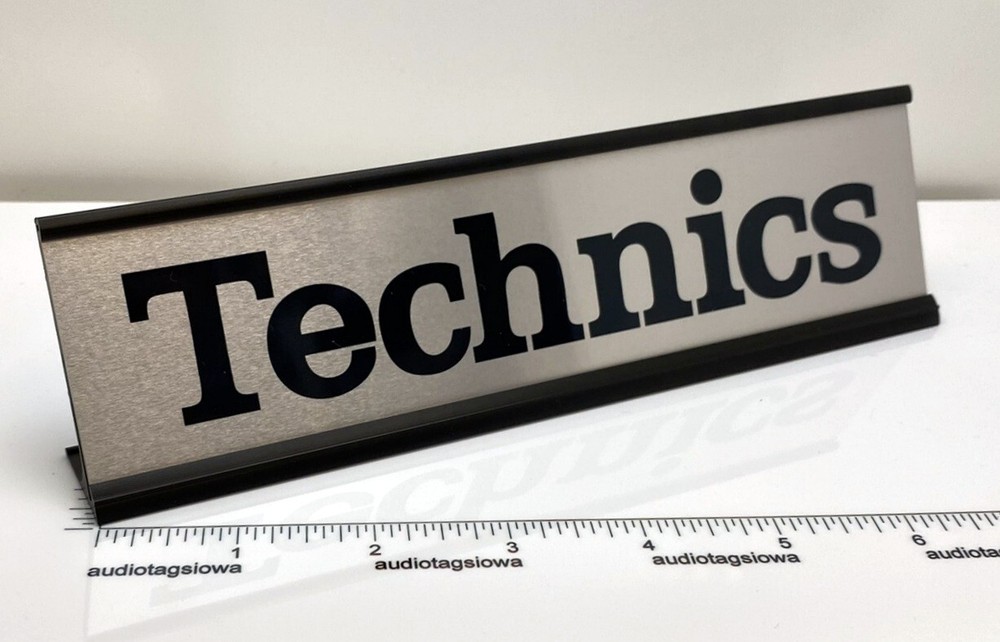 Technics Desk Sign – Custom Made Silver Aluminum