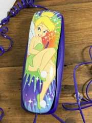 Disney Tinkerbell Trim Line Corded Home Phone Land Line with purple cord Unteste