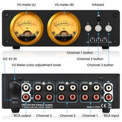 Douk Audio L3 3 Channel Stereo Loop Switcher w/VU Meter RCA Selector BOX Preamp