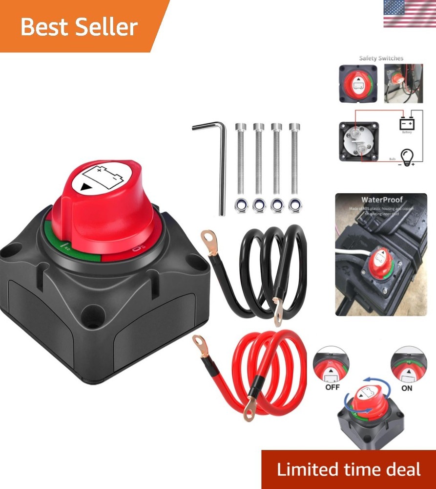 Battery Disconnect Switch, 2PCS Cables 1.64FT with Heavy Duty Wire Lugs, Batt…