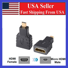 2 Pack Micro HDMI Type D Male To HDMI A Female Cable Adapter Converter Connector
