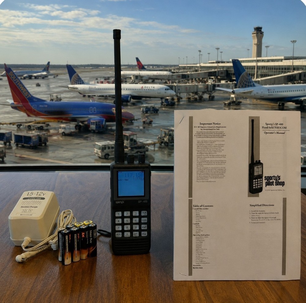 Sportys SP-400 Aviation Radio w/Printed Manual, NOS Pwr Supply/1-Owner, Exc Cond