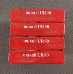 Four (4) Maxell UR 90 Blank Audio Cassette Tapes Type I Normal Bias, Indonesia