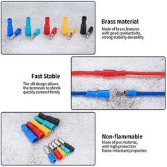 100 Pcs Bullet Connectors Kit, Insulated Bullet Connectors Terminals Female and
