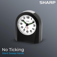 Small Battery Operated Analog Alarm Clock Silent No Ticking, Lighted on Deman…