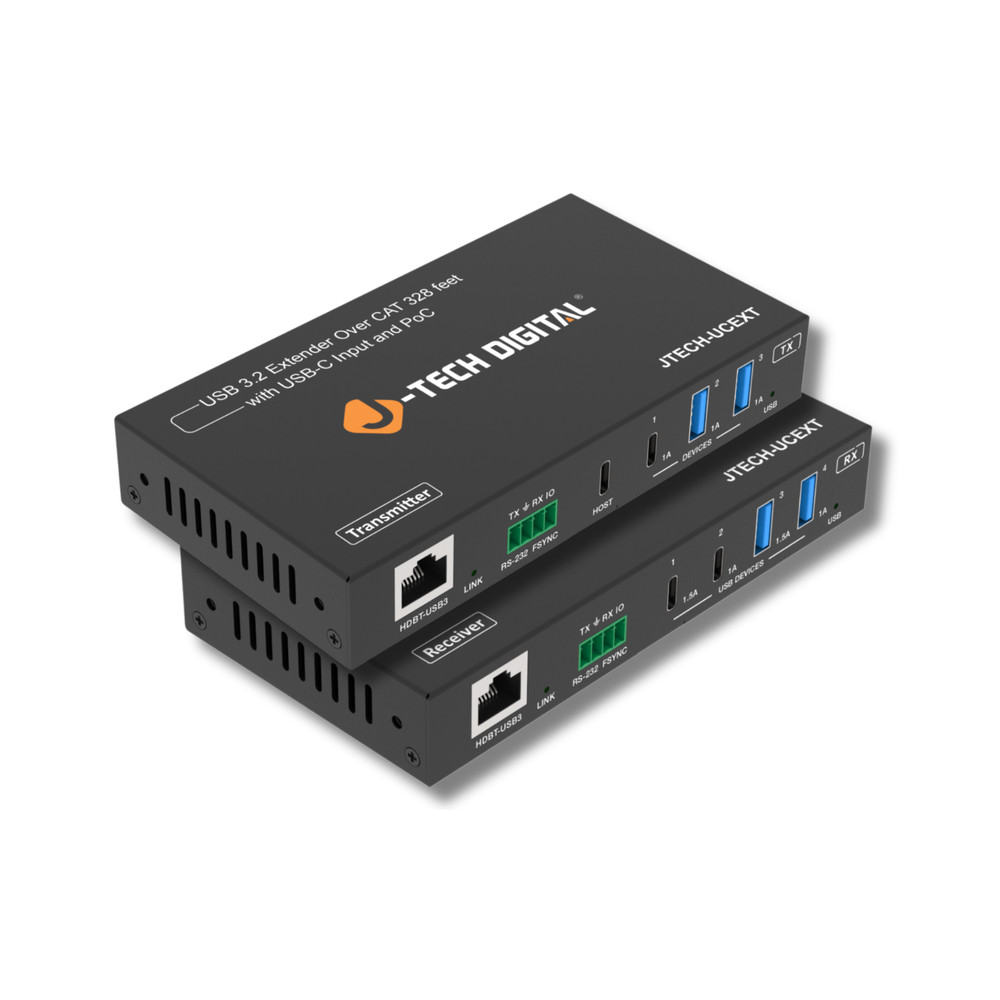 J-Tech Digital USB 3.2 Extender over Cat6A Ethernet Cable with USB-C Input