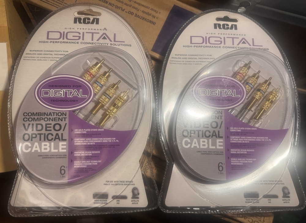 RCA Digital Video Component & Toslink Optical Cable 6 Foot Lot Of (2) NIB