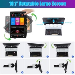 10.1” Single 1Din Android 15 Carplay Rotatable 4+64GB Car Stereo Radio GPS Navi
