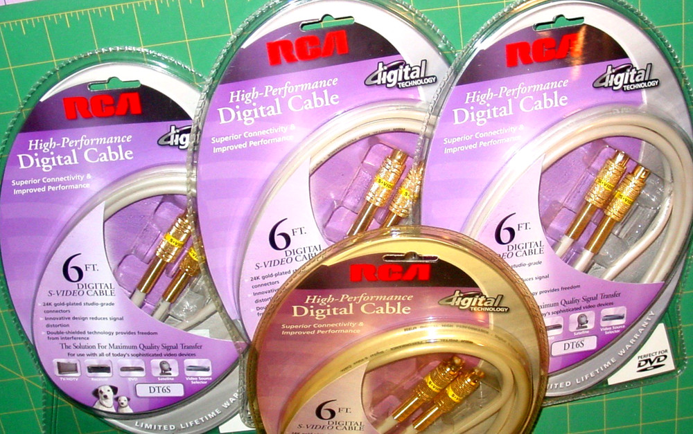 4 RCA High Performance Digital S-Video Cables DT6S 24K Gold-Plated Connectors