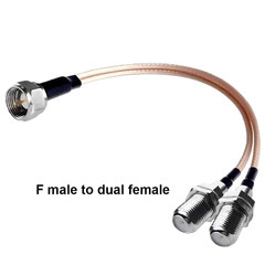 RG316 Splitter Coax Cable Splitter 3 Way F Male to 2 F Female Adapter 6In NEW