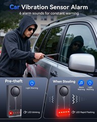 Car Security Alarm with Wireless Remote, 108dB Loud Siren, 3-Level Sensitivit…
