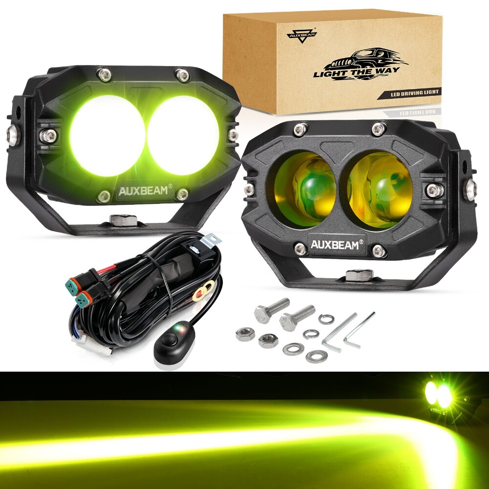 AUXBEAM Amber 4″ LED Work Light Bar Spot Pods Fog Offroad For ATV SUV Truck Boat