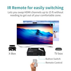 MT-VIKI 3×1 HDMI Switch 4K 30HZ 3 Port Switcher with Wireless IR Remote for 3D