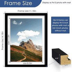 10×13 Picture Frames Set of 6, Display Pictures 9×12 with 10×13, Black