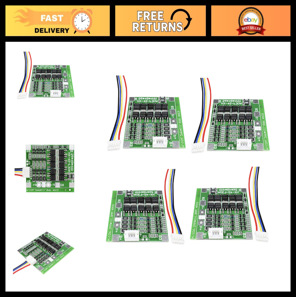4 Packs 14.8V 4S 30A Lithium-Ion Battery BMS Protection Board with Balancing