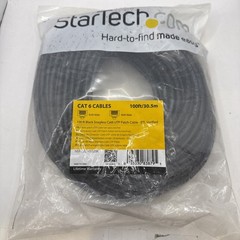 StarTech.com 100ft Black Slim CAT6 Ethernet Cable, Slim Snagless RJ45
