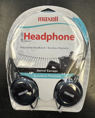 NEW Maxell HP-200 Headphones Adjustable Headband Swivel Earcaps Black 190318