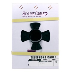 4-Conductor 24 Gauge Solid Copper Round Phone Telephone Wire 1000ft Gray Box