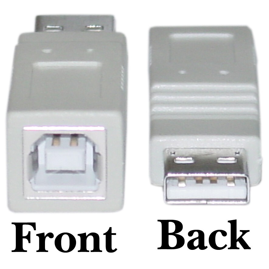 USB A to B Adapter Type A Male to Type B Female Part #: 30U1-03200