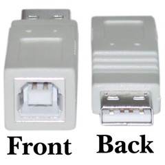 USB A to B Adapter Type A Male to Type B Female Part #: 30U1-03200
