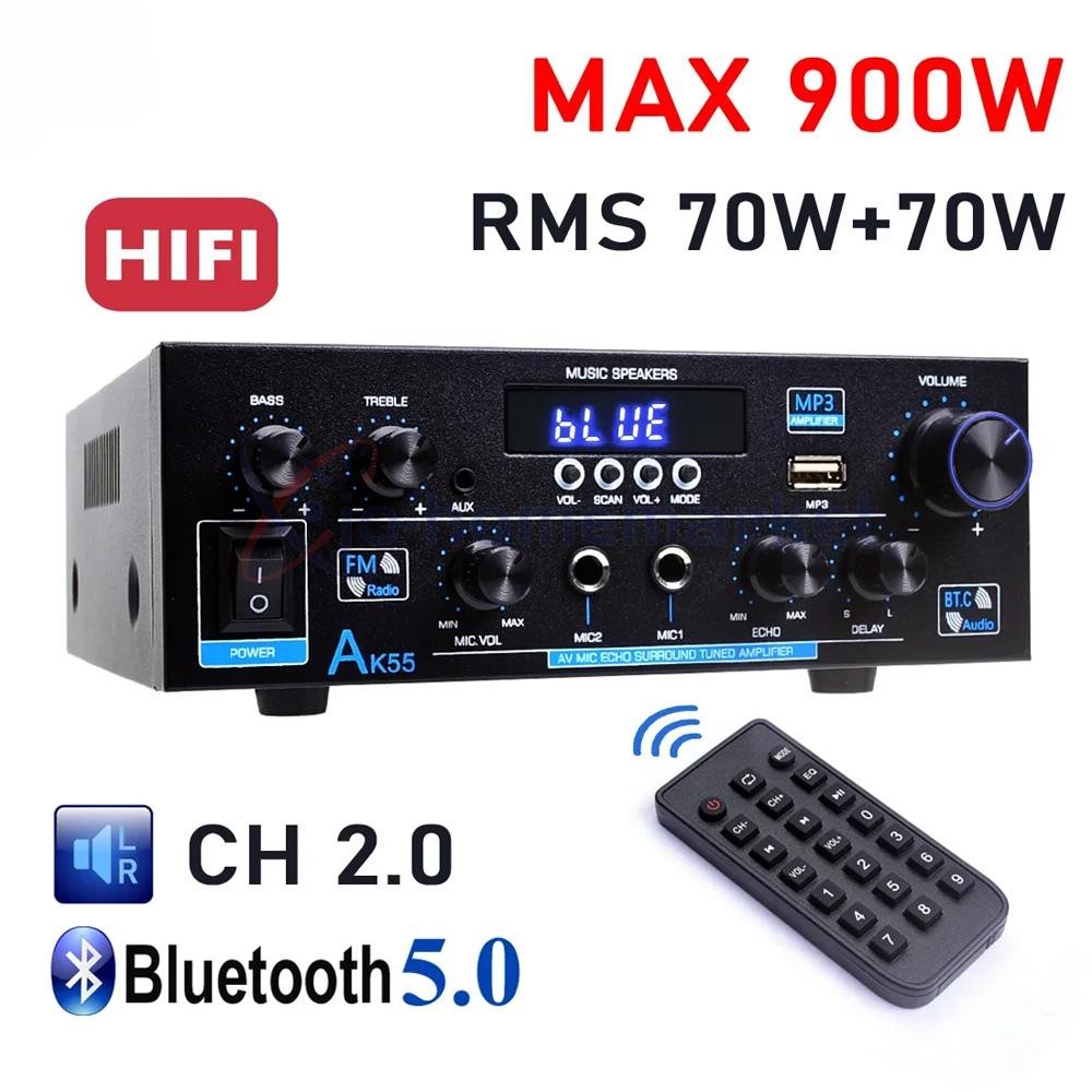 Home Audio Amplifier Bluetooth 5.0 Stereo Receiver Max 450W Power Amplifier AK55