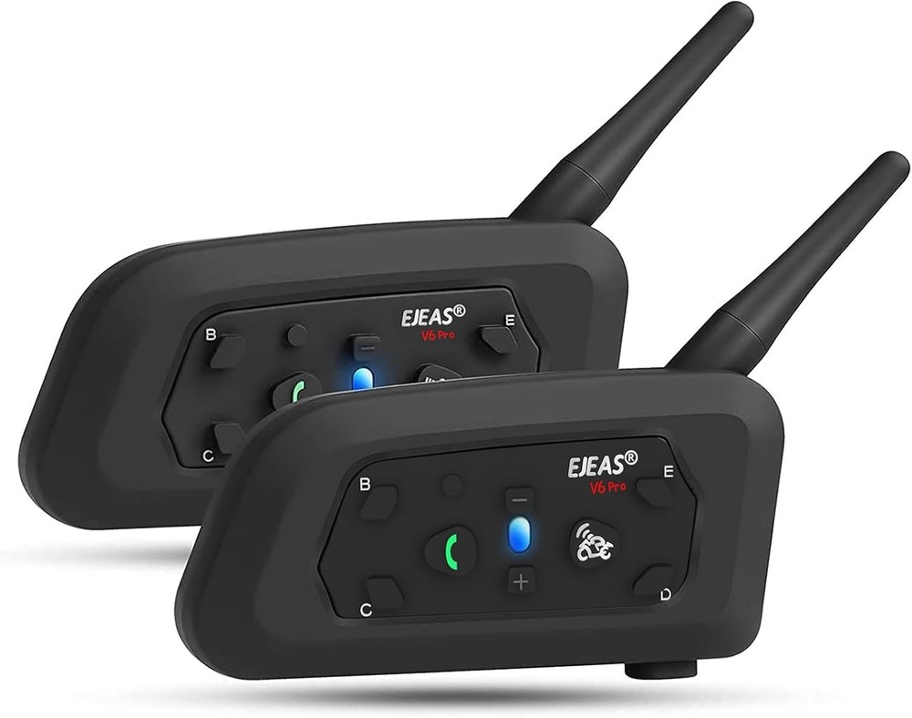EJEAS V6 Pro Motorcycle Helmet Bluetooth Intercom, 2-Way 1200M V6-2, Black