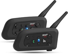 EJEAS V6 Pro Motorcycle Helmet Bluetooth Intercom, 2-Way 1200M V6-2, Black