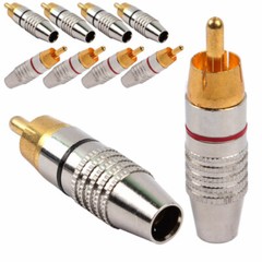 20pcs (10 pair ) RCA Male Plug Solder Free Gold Audio Video Adapter Connector