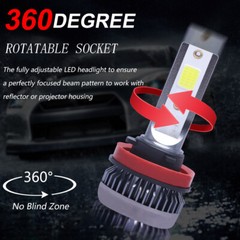 2X H11 Mini Ultra-light Yellow 3000K COB LED Headlight High Low Beam Fog Bulbs