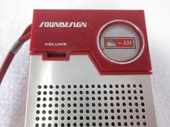 Vintage 1980’s Sound Design red AM portable pocket radio Hong Kong ( Works )