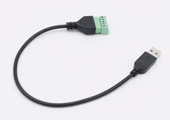 1FT USB A Male to 5 Pin Screw Terminal Connector Plug with Shield Adapter Cable