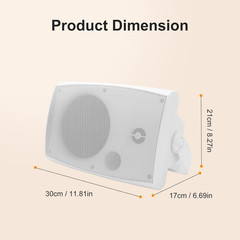 800W Waterproof Bluetooth Outdoor Speakers – 4 White Wall Mount Speakers