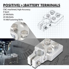 Car Audio 4 Spot Flat Multi Connection Battery Terminals For SAE Top Post Style